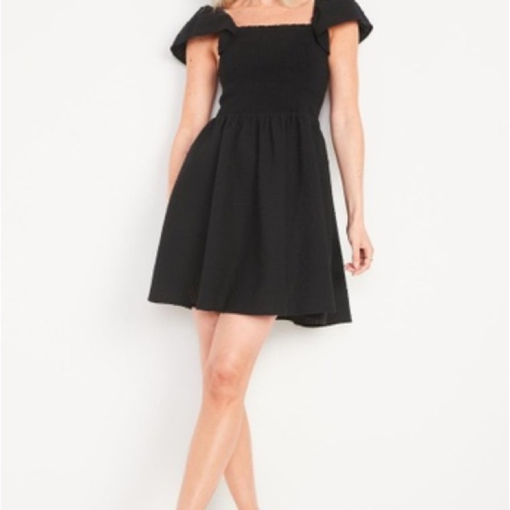 Old Navy fit and flare flutter sleeve smocked bodice mini dress